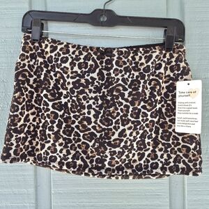 NWT Leopard Animal Print Knit Micro Mini Skirt Jrs Large Y2K